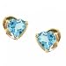 10KT Yellow Gold Stud Earrings w/ Heart Blue Topaz New
