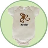 Monkey Short Sleeve Organic Infant Bodysuit, Baby Size 3-6 Months
