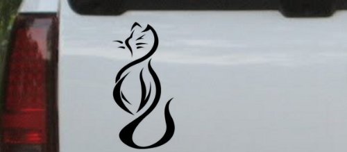 Tribal Cat Animals Car Window Wall Laptop Decal Sticker -- Black 44in X 21.0in On Sale