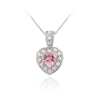 Sterling Silver Pink and Simulated Diamond CZ Heart Pendant