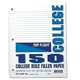 Top Flight Filler Paper, 10.5 x 8 Inches, College Rule, 150 Sheets (12302)