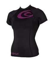 Rip Curl Womens Classic Cindy Warhol Short Sleeve Rash Guard (Black, 10)