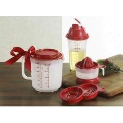 Tupperware Cooks Complement Maid Gadget Mixing Jug Quick Shake Set of 3 Chili Red