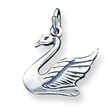 Sterling Silver Antiqued Swan Charm with 20 inch Sterling Silver Chain
