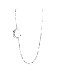 Sterling Silver 16" + 2" Extension Sideways Initial "C" CZ Necklace