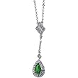 14K White Gold Tsavorite and Diamond Necklace