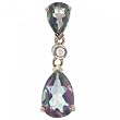 Yellow Gold Mystic Fire Topaz & Diamond Dangle Pendant