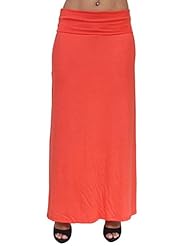Apparel: Gorgeous Womens Rayon Span Full Length MAXI SKIRT: Coral (SMALL)