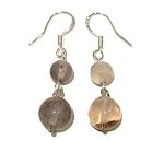 Fluorite Earrings 03 Dangle Ball Sterling Silver Clear Gemstone Crystal 1.5
