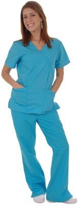 Mock Wrap Scrub Set (Small, Ceil Blue)