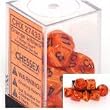 Chessex Dice: Polyhedral 7-Die Vortex Dice Set - Orange w/black