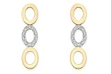 1/5 Carat Diamond 14K White and Yellow Gold Oval Drop Earrings By Dalumi