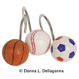 All Star Sports Theme Shower Curtain Hook Set
