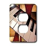Music - Piano Abstract - Light Switch Covers - 2 plug outlet cover