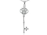 Diamond key Pendant Crafted in Sterling Silver (18 chain .05cttw.)