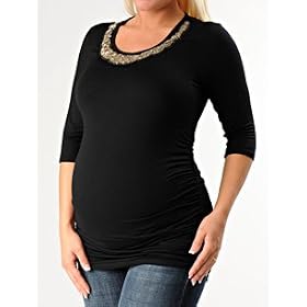 Buy A Pea in the Pod: 3 4 Sleeve Scoop Neck Necklace Trim Maternity T Shirt