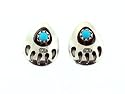 Sterling-silver Mini-Navajo Bear Paw and Turquoise Post-earrings
