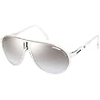 Carrera Champion/C/S Adult Aviator Full Rim Designer Sunglasses - White Crystal Shaded/Gray Mirror Gradient Silver