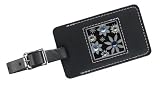 Black Gem Garden Leather Luggage Tag