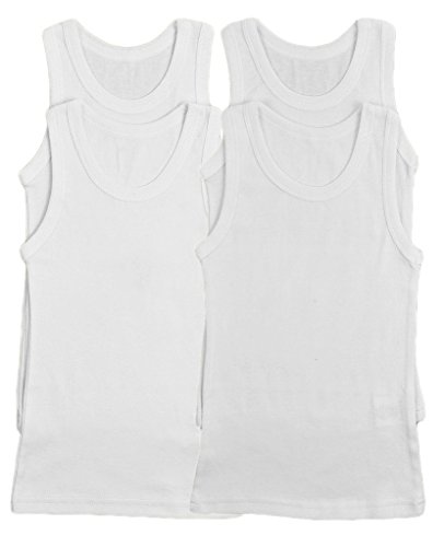 T-cotton Boys 100% Soft Cotton Scoop Neck Undershirt Solid White (4 Pack)