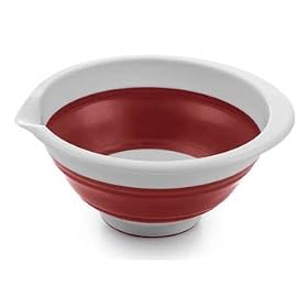COLLAPSible MIXING BOWL kitchen 3QT. RED easy storage by Tribeca Blu