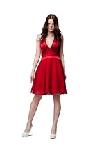 Astrapahl, Kurzes Neckholder CocktailKleid mit Satinpasse, Farbe rot