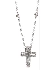 KC Designs "Faithfully Yours" Diamond 14k White Gold Baby Cross Pendant Necklace, 18" .19 cttw