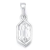 Sterling Silver Cubic Zirconia Rhodium Plated Pendant.