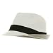 Black Band Cotton Fedora Hat - White