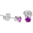 Sterling Silver 3mm Fuchsia Ruby (July) Cubic Zirconia Stud Earrings