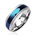 STR-0103 8mm Stainless Steel Ring Ion Plated With IP Blue Center