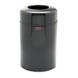 ~:~ RUBBERMAID ~:~ Atrium Radius Top Waste Container, Round, Fiberglass, 28gal, Black