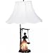 Meyda Tiffany 24169 Silhouette Lady on Swing - Two Light Accent Lamp, Mahogany Bronze Finish with Tiffany Glass with White Shade