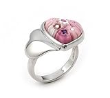 Pink Millefiori Double Heart Ring