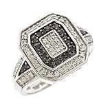 14k white gold black and white diamond ring (1/2 cttw)