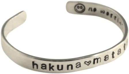 Hakuna Matata - Hand Stamped Aluminum Cuff Bracelet Adjustable Skinny Bracelet Lion King Inspired