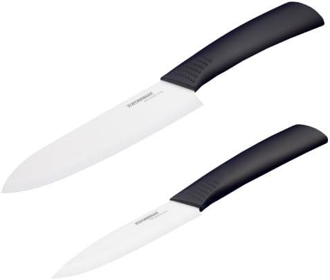 Toponeware CKBKW46 2-Piece Ceramic Knife Set, Black/White