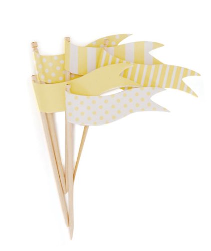 Paper Eskimo 25-Pack Limoncello Flags Cupcake Toppers