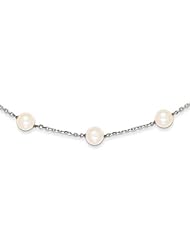 14K White Gold 18in White Cultured Pearl Necklace. Metal Wt- 2.64g