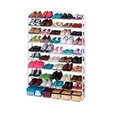 50 Pair Stacking Metal and Plastic Shoe Rack (White) (56.5" H x 35" W x 10"D)