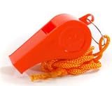 Bulk Lot of 72 NEW Safety Plastic Whistle with Lanyard Orange/Yellow