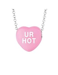 Sterling Silver 12mm Dk Pink enamel Sweethearts UR HOT Heart Pendant