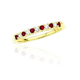 10k Yellow Gold Ruby and Diamond Ring, Size 5 by
