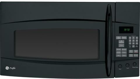 Profile Spacemaker Series 1.9 cu. ft. Over-the-Range Microwave Oven with 4-Speed Venting System Sensor Cooking 1 000 Cooking Watts and Steam Cook Button Black