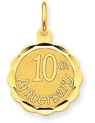 14k Gold Happy 10th Anniversary Charm