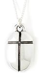 Sterling Silver Oval Drop Cross Pendant by Bob Siemon, 18"