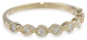 14k Yellow Gold Milgrain Diamond Band, Size 7