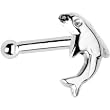 Solid 14KT White Gold Dolphin Nose Bone