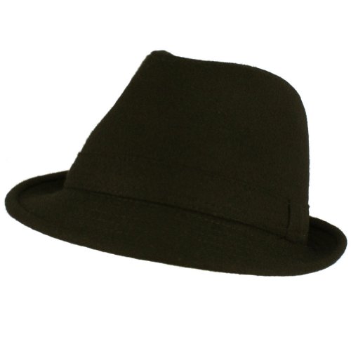 Men's Winter Classic Wool Solid Fedora Trilby Gangster Mob Cap Hat Black S/M