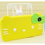 iPhone4G/4SHelloKittyStyleBigFaceShapeSeriesBowTieStyleSoftCase/Cover/Protector(YellowColor)